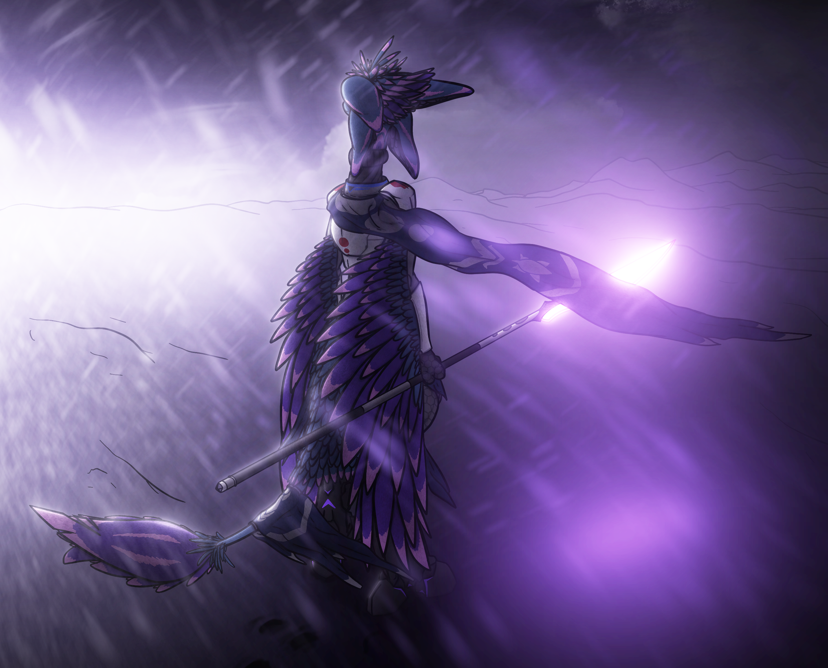 A Viali huntress out in the snow.